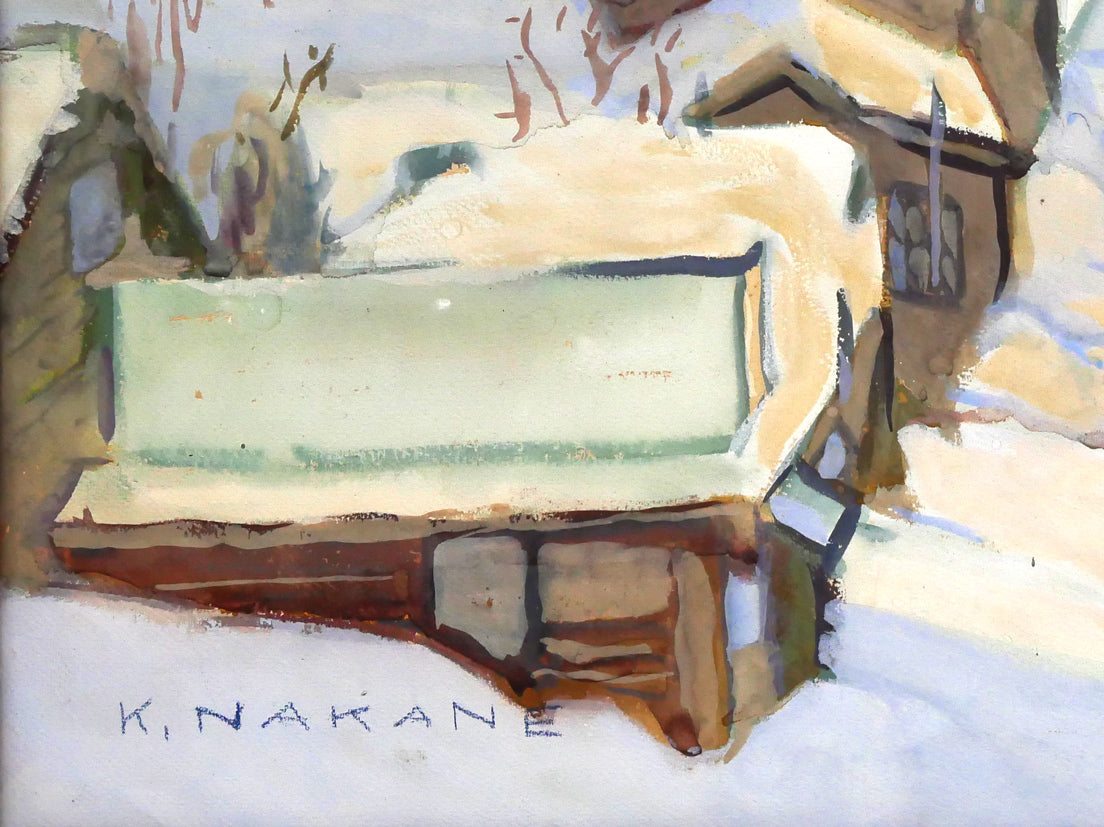 中根光一「中根邸付近(札幌)」水彩画・10号 拡大画像3