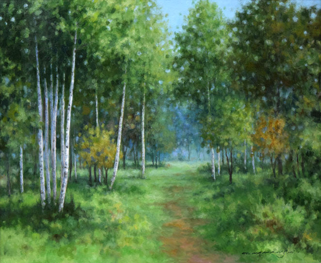 中西尭昭「迎秋」油絵・F8号 作品全体拡大画像