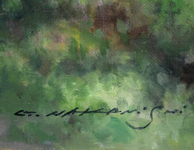 中西尭昭「迎秋」油絵・F8号 サイン拡大画像