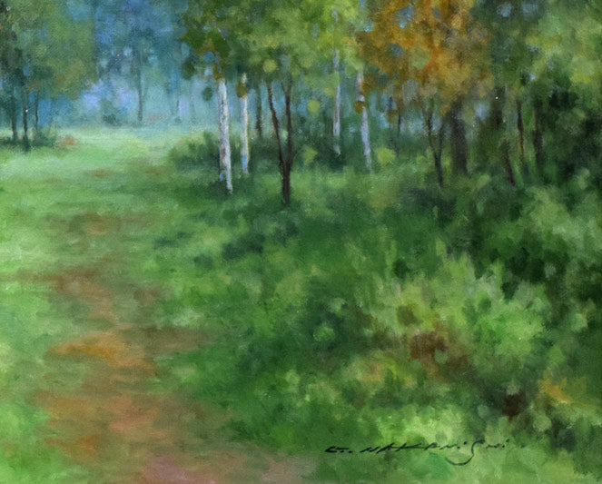 中西尭昭「迎秋」油絵・F8号 拡大画像4