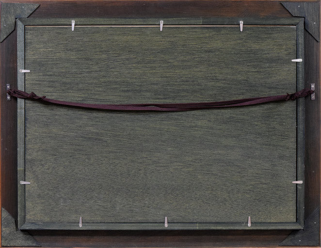 中西尭昭「白樺林(金縁)」油絵・変形8号 額縁裏側画像