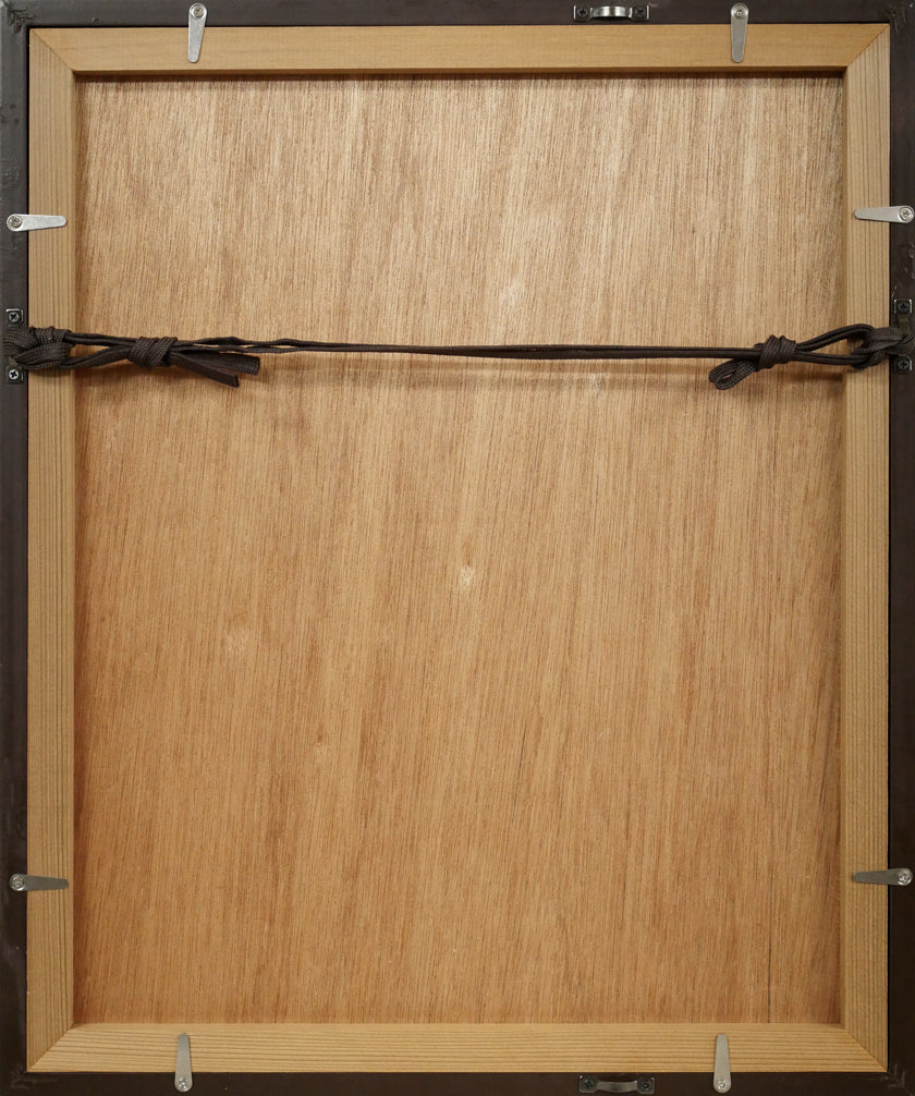 中野北溟「耳(ジャン・コクトーの詩)」肉筆書額装 額縁裏側画像