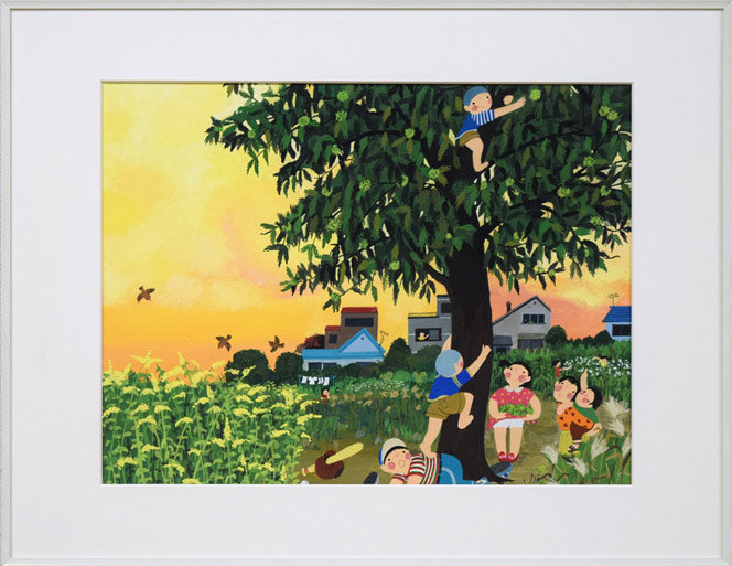 中田ゆう子「栗の木(仮称)」肉筆アクリル画1点物・変形5号