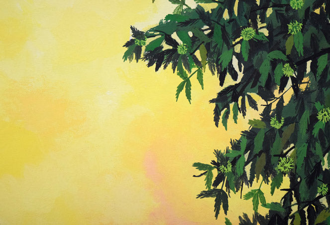 中田ゆう子「栗の木(仮称)」肉筆アクリル画1点物・変形5号 拡大画像1