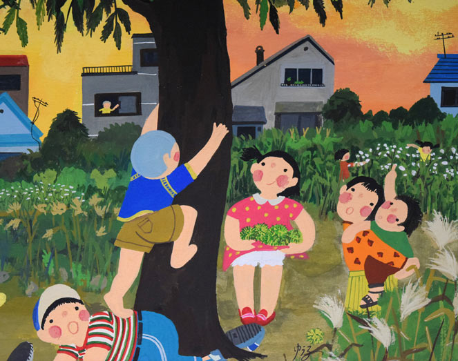 中田ゆう子「栗の木(仮称)」肉筆アクリル画1点物・変形5号 拡大画像4