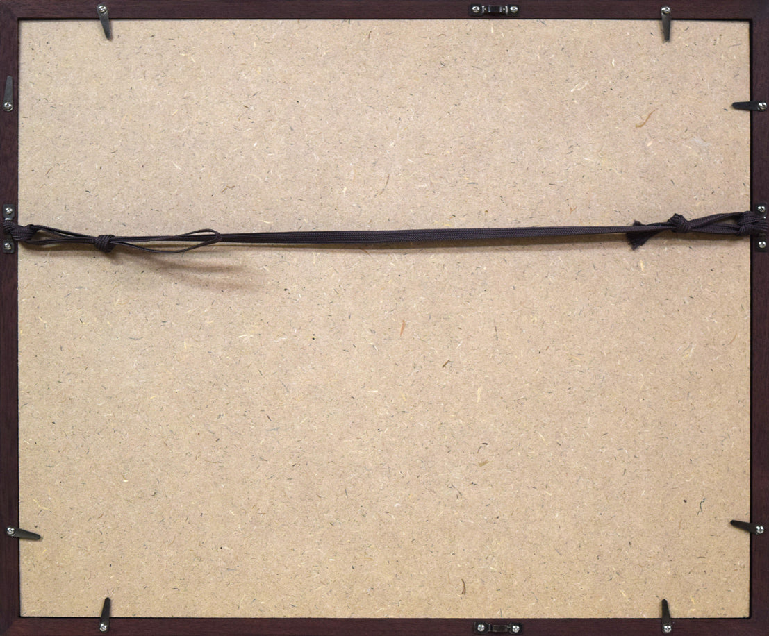 中吉功「知床の湖と山」水彩画・3号 額縁裏側画像