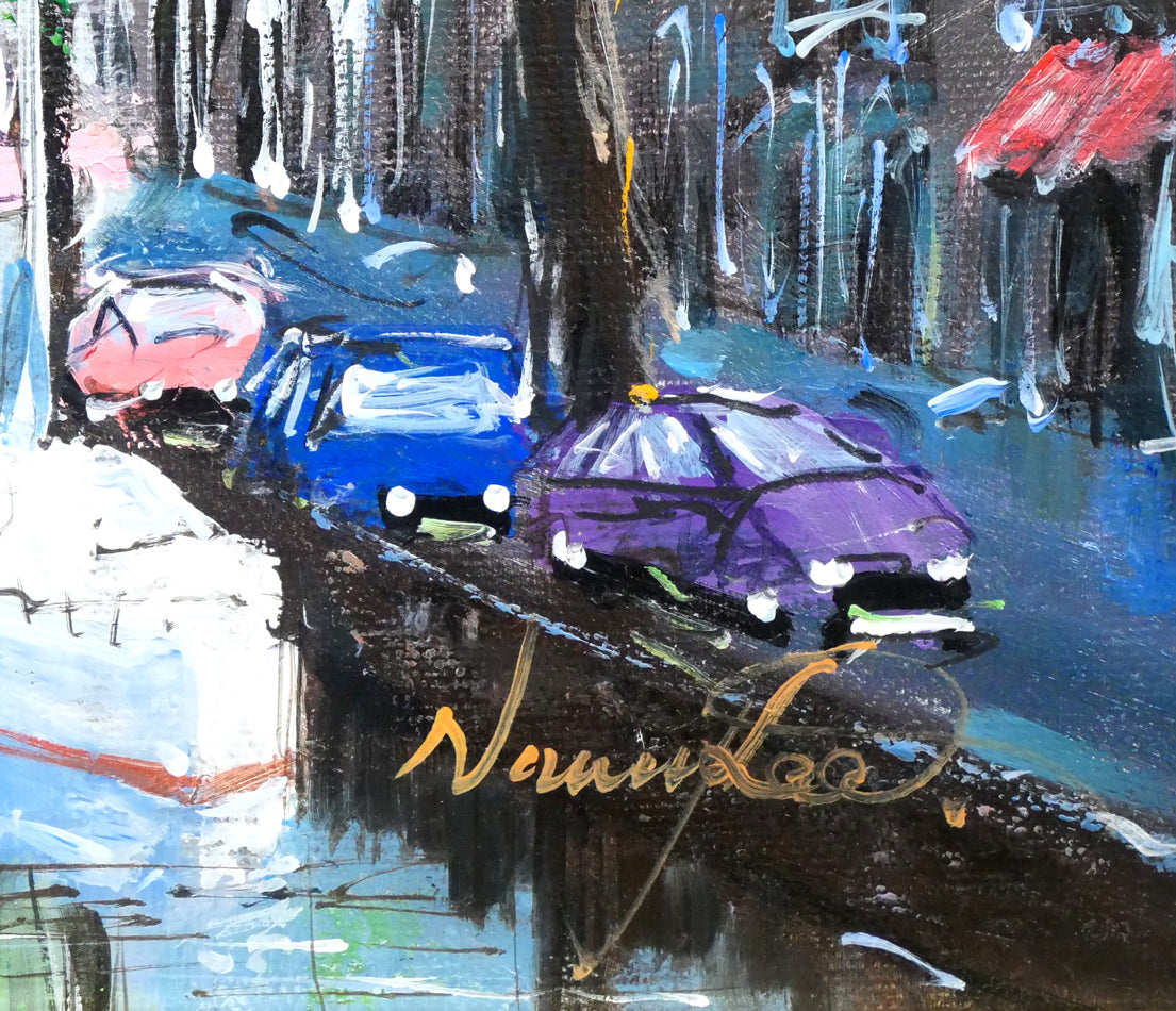 ナンシー リー(Nancy Lee)「運河(アムステルダム)」油絵・F6 サイン拡大画像