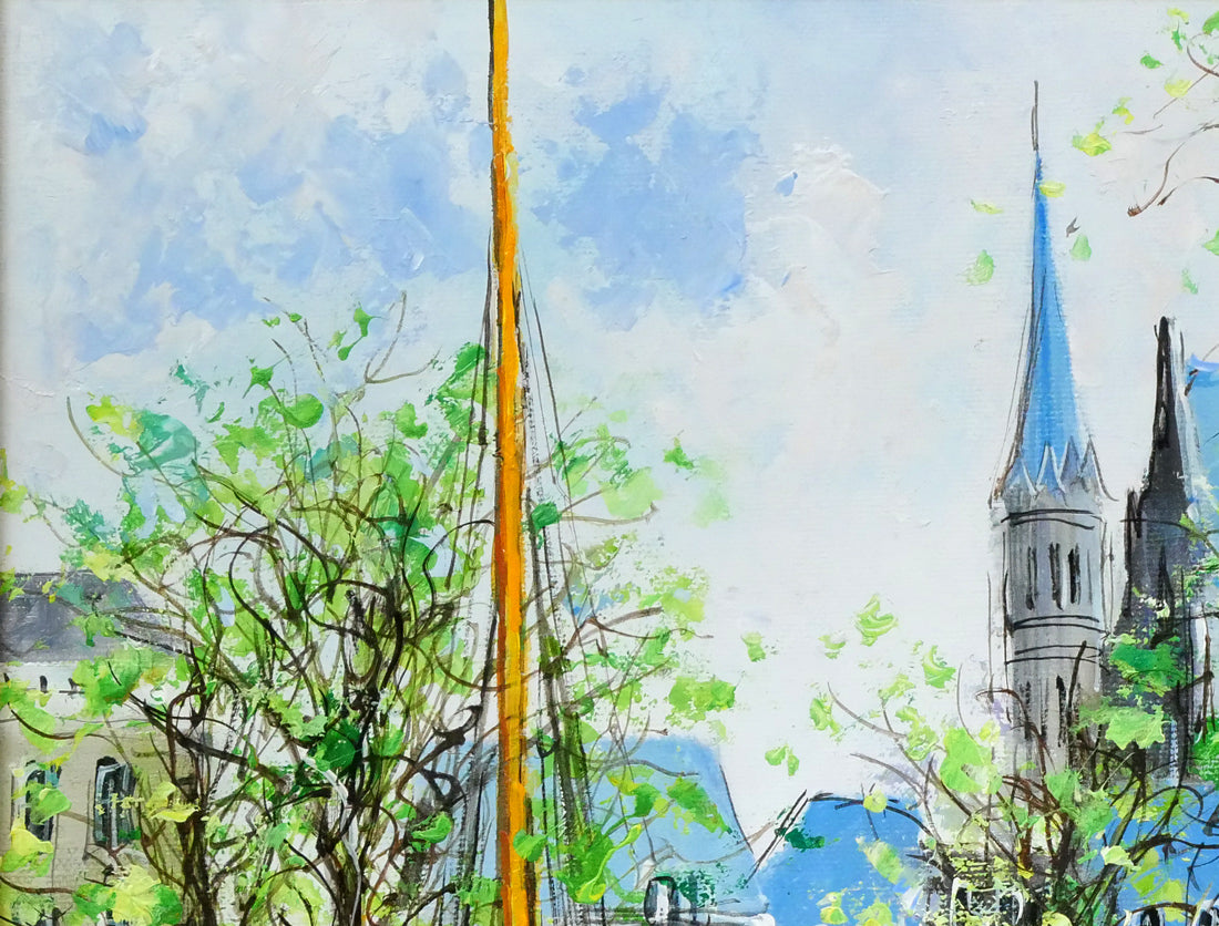 ナンシー リー(Nancy Lee)「運河(アムステルダム)」油絵・F6 拡大画像1