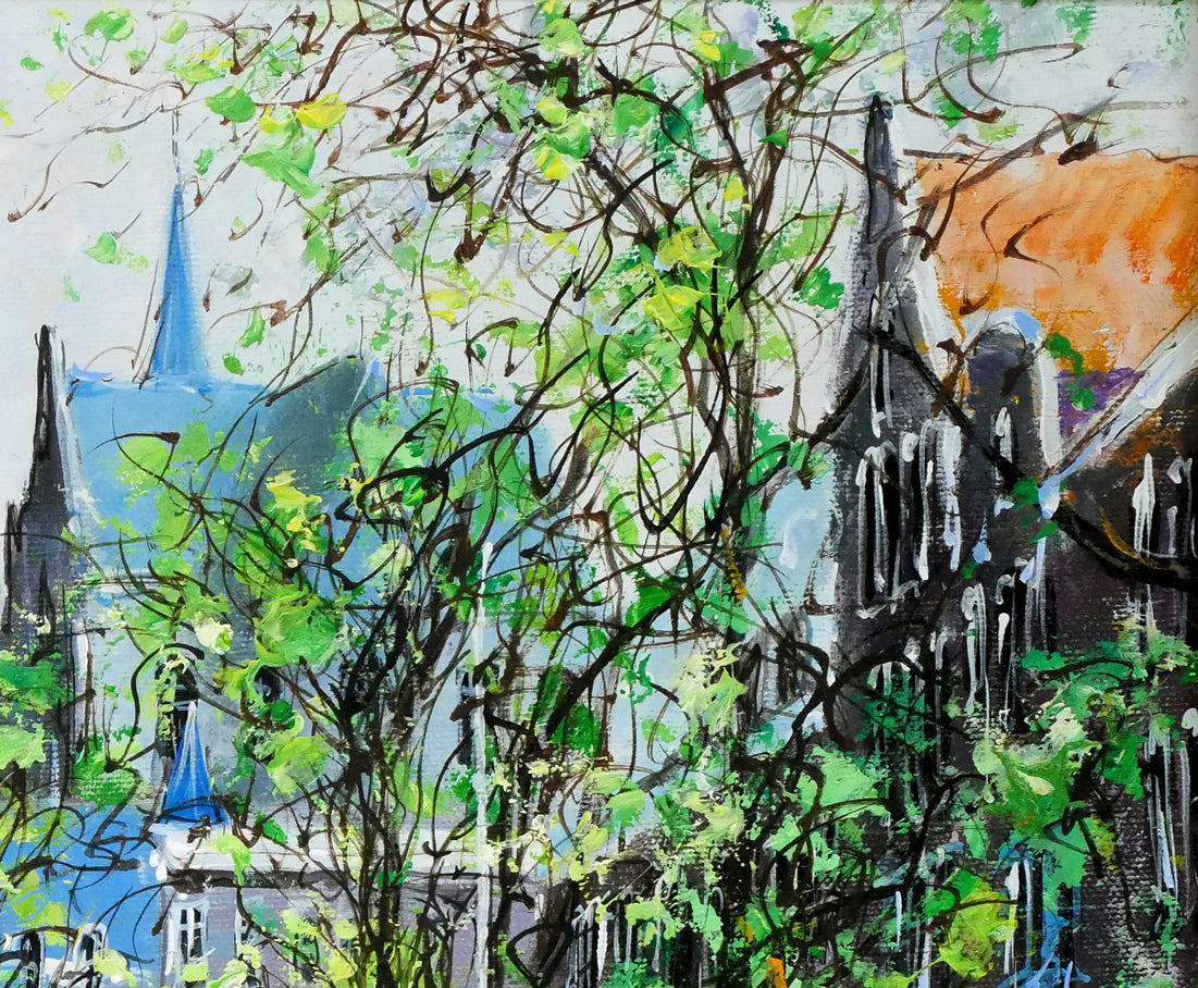 ナンシー リー(Nancy Lee)「運河(アムステルダム)」油絵・F6 拡大画像2