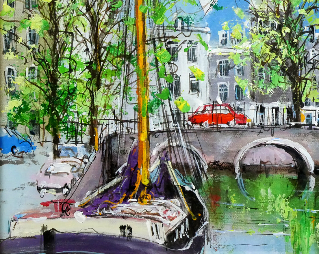 ナンシー リー(Nancy Lee)「運河(アムステルダム)」油絵・F6 拡大画像3