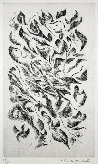 難波田龍起「生物苑」銅版画 作品部分拡大画像