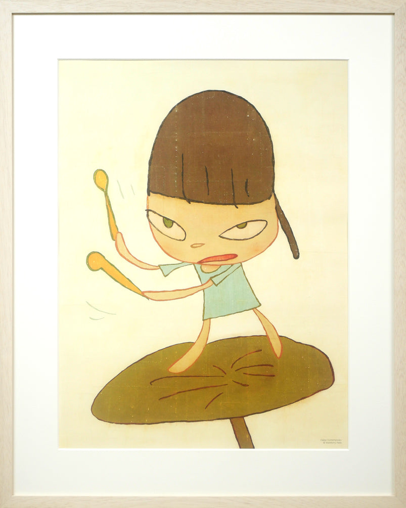 奈良美智「Marching on a Butterbur Leaf(ポスター)」オフセット額装