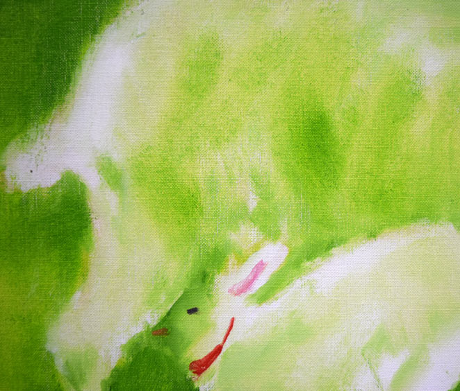 奈良岡正夫「親仔(山羊)」油絵・F4号 拡大画像1