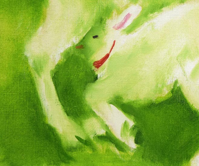 奈良岡正夫「親仔(山羊)」油絵・F4号 拡大画像3