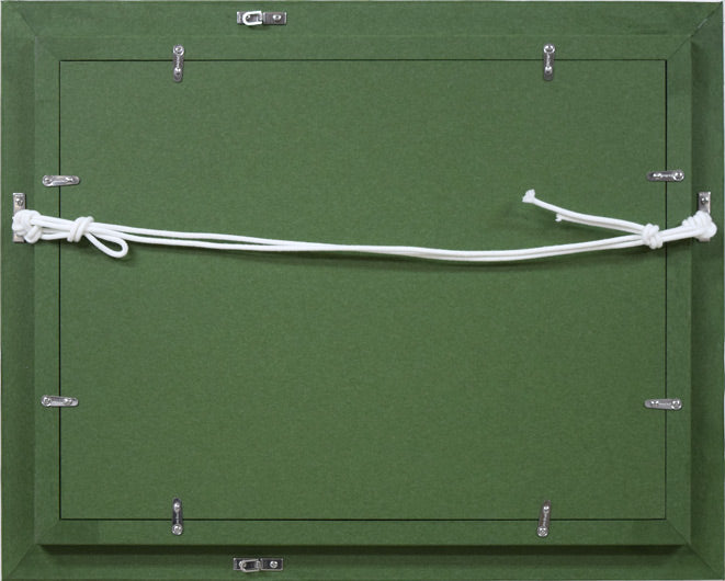 奈良岡正夫「親仔(山羊)」油絵・F4号 額縁裏側画像