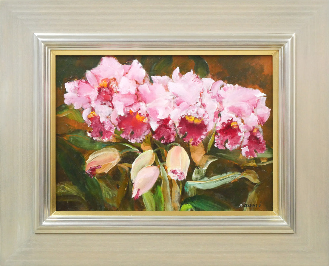 年代尚美「カトレア」油絵・F4号