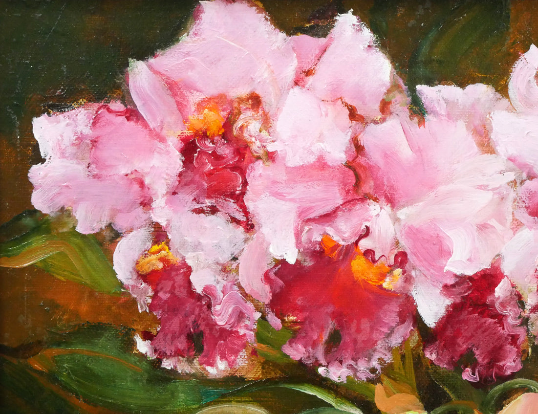 年代尚美「カトレア」油絵・F4号 拡大画像1