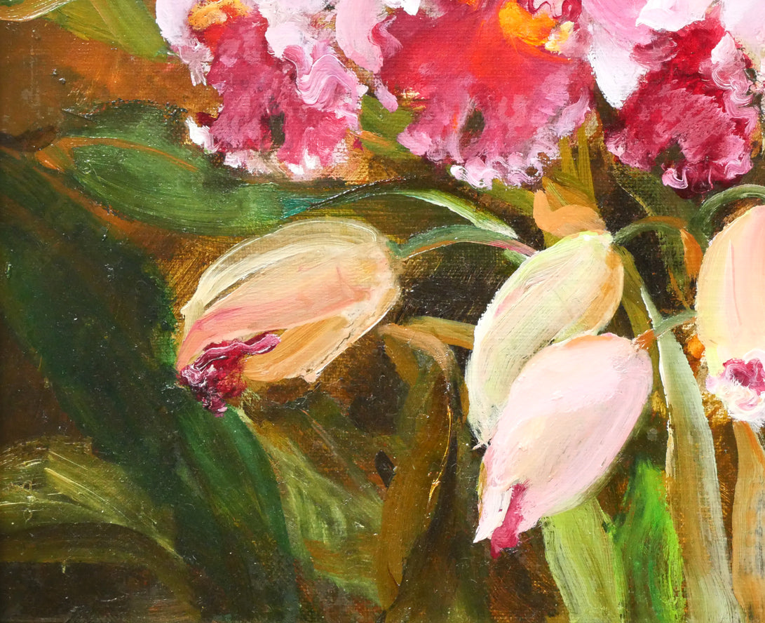 年代尚美「カトレア」油絵・F4号 拡大画像3