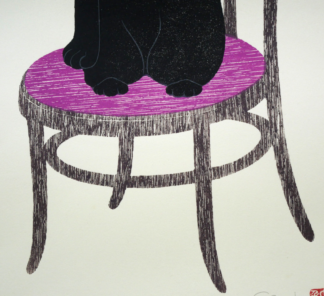 西田忠重「stand up(2)」木版画 拡大画像3