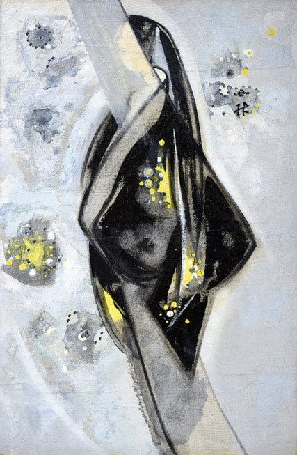 西村計雄「Kimono(パリ近代美術館買上作品下絵)」油絵・P6号並列 右側部分作品全体画像