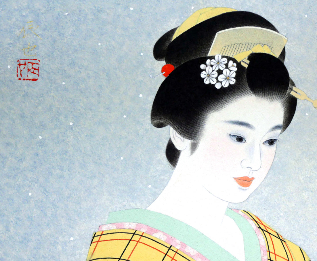 西田辰也「あかり・誰也あんどん」日本画・F8号 拡大画像1