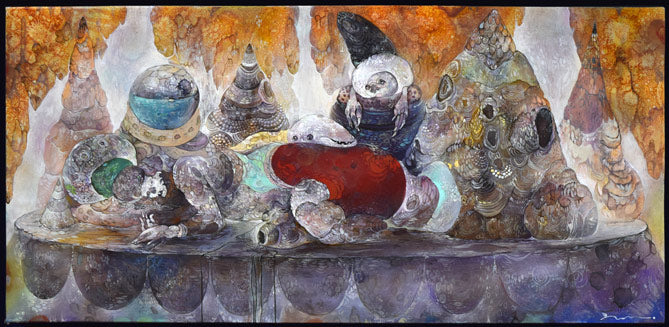 仁戸田典子「眠りのゆくえ」油絵・変形8号 作品全体拡大画像