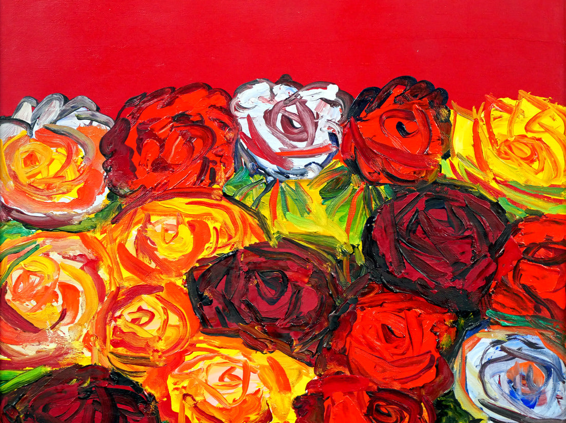 野間仁根「薔薇」油絵・F6号 拡大画像1