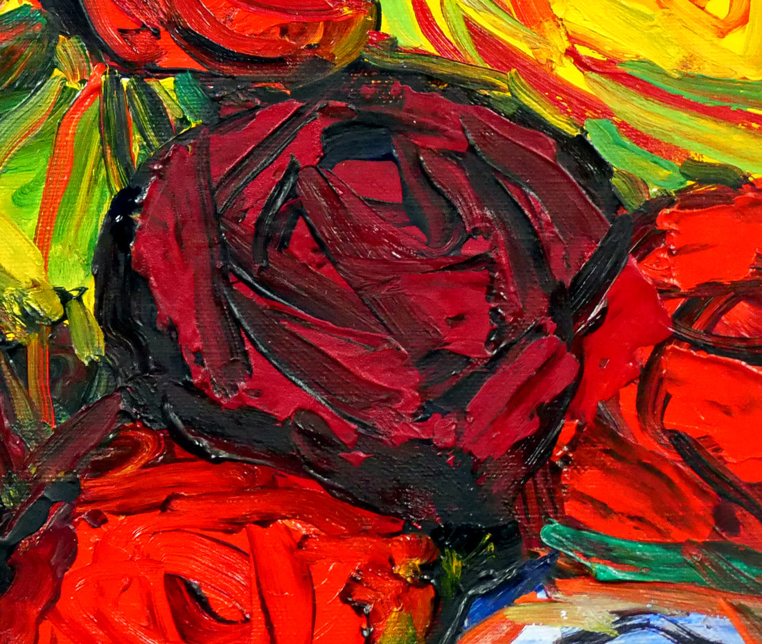 野間仁根「薔薇」油絵・F6号 拡大画像4