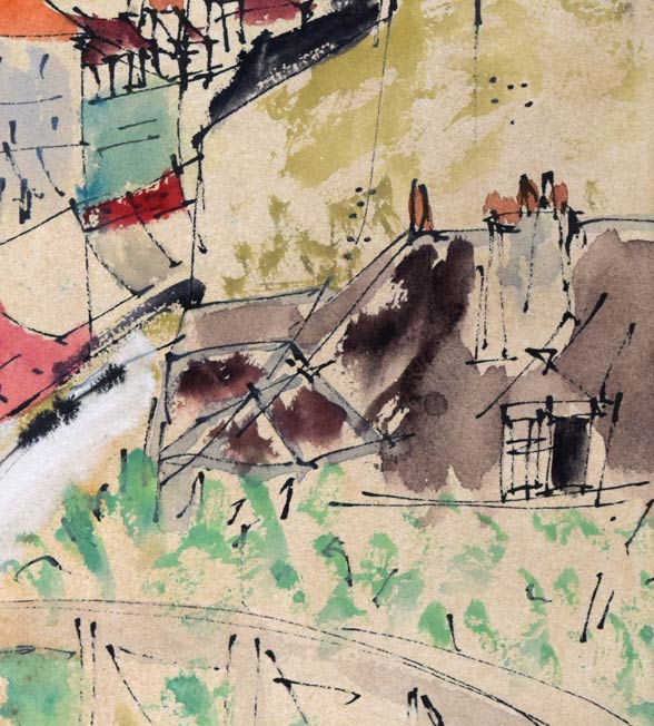 野宮武明「パリ風景」水彩画 拡大画像2