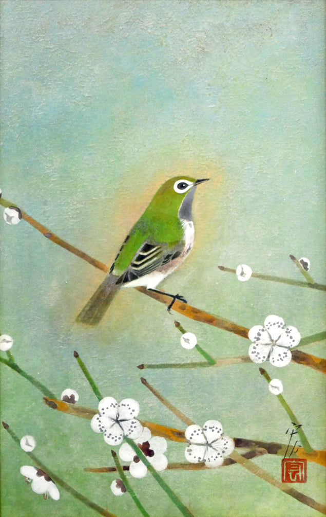 野々内宏「目白」日本画・P4号 作品全体画像