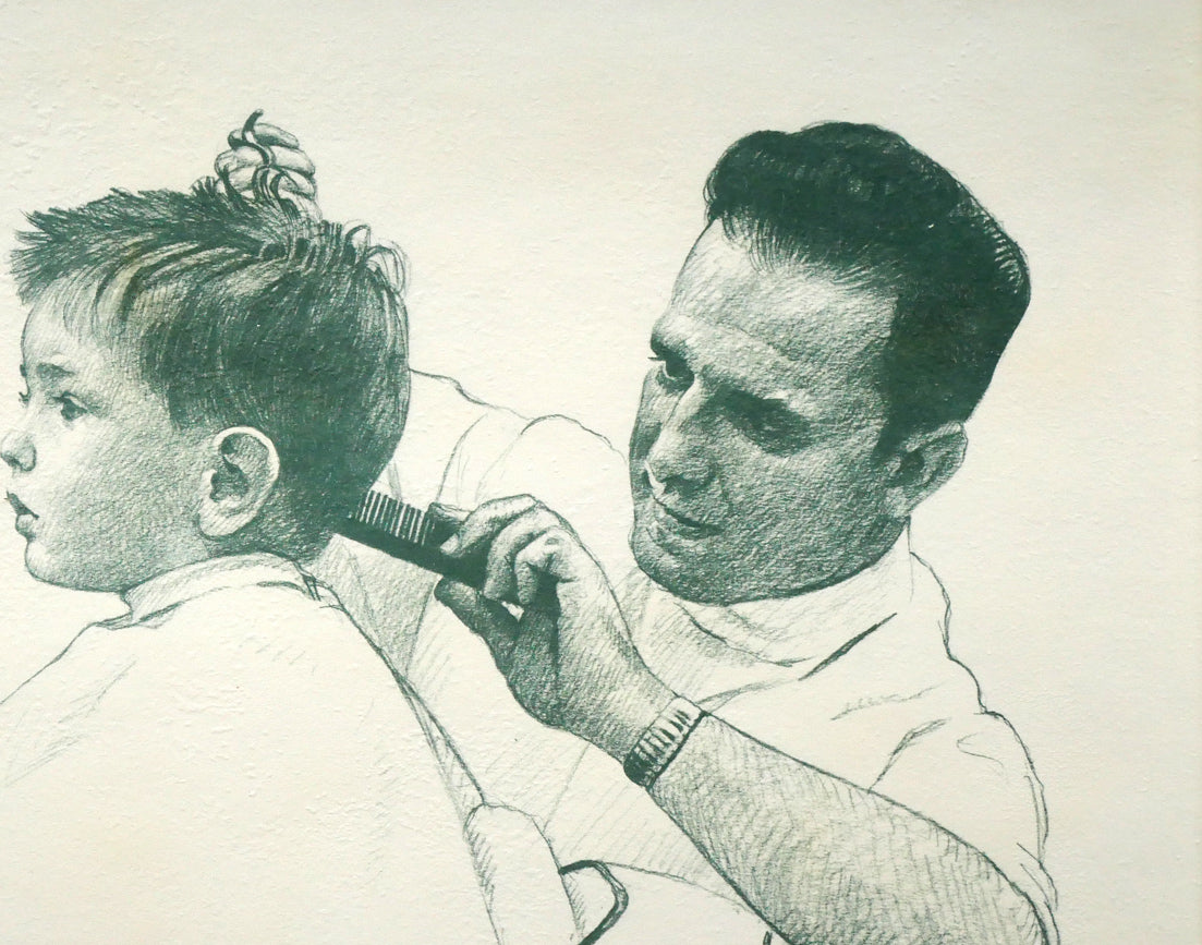 ノーマン ロックウエル(Norman Rockwell)「FIRST HAIRCUT」リトグラフ 拡大画像2