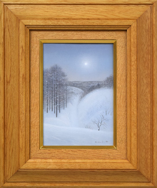 越智紀久張「冬山(北海道風景)」油絵・SM