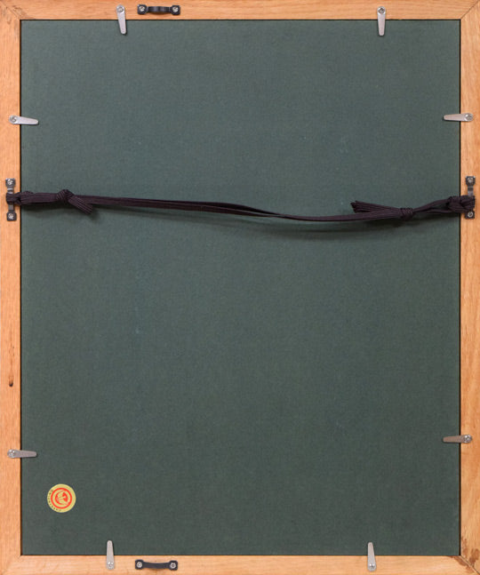 越智紀久張「冬山(北海道風景)」油絵・SM 額縁裏側画像