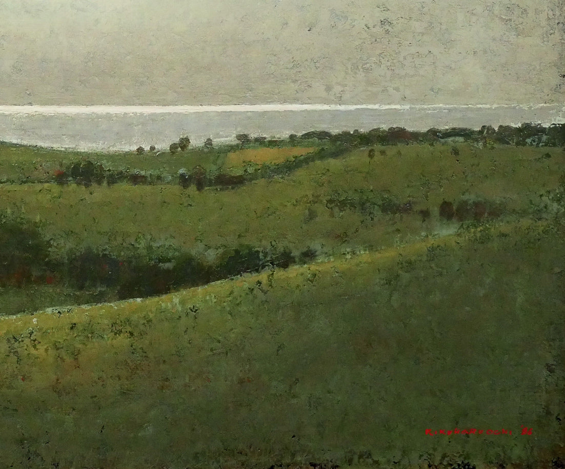 越智紀久張「日輪(厚田風景)」油絵・F10号 拡大画像5