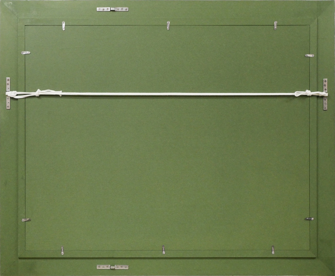 小田切訓「跳橋の開く運河(オランダ・アムステルダム)」油絵・P15号 額縁裏側画像