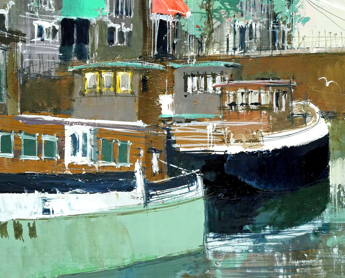 小田切訓「跳橋の開く運河(オランダ・アムステルダム)」油絵・P15号 拡大画像7