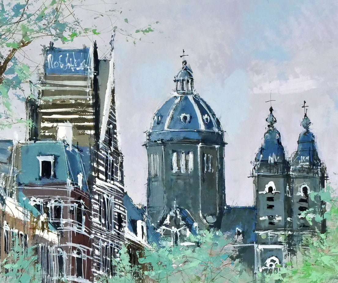 小田切訓「跳橋の開く運河(オランダ・アムステルダム)」油絵・P15号 拡大画像5