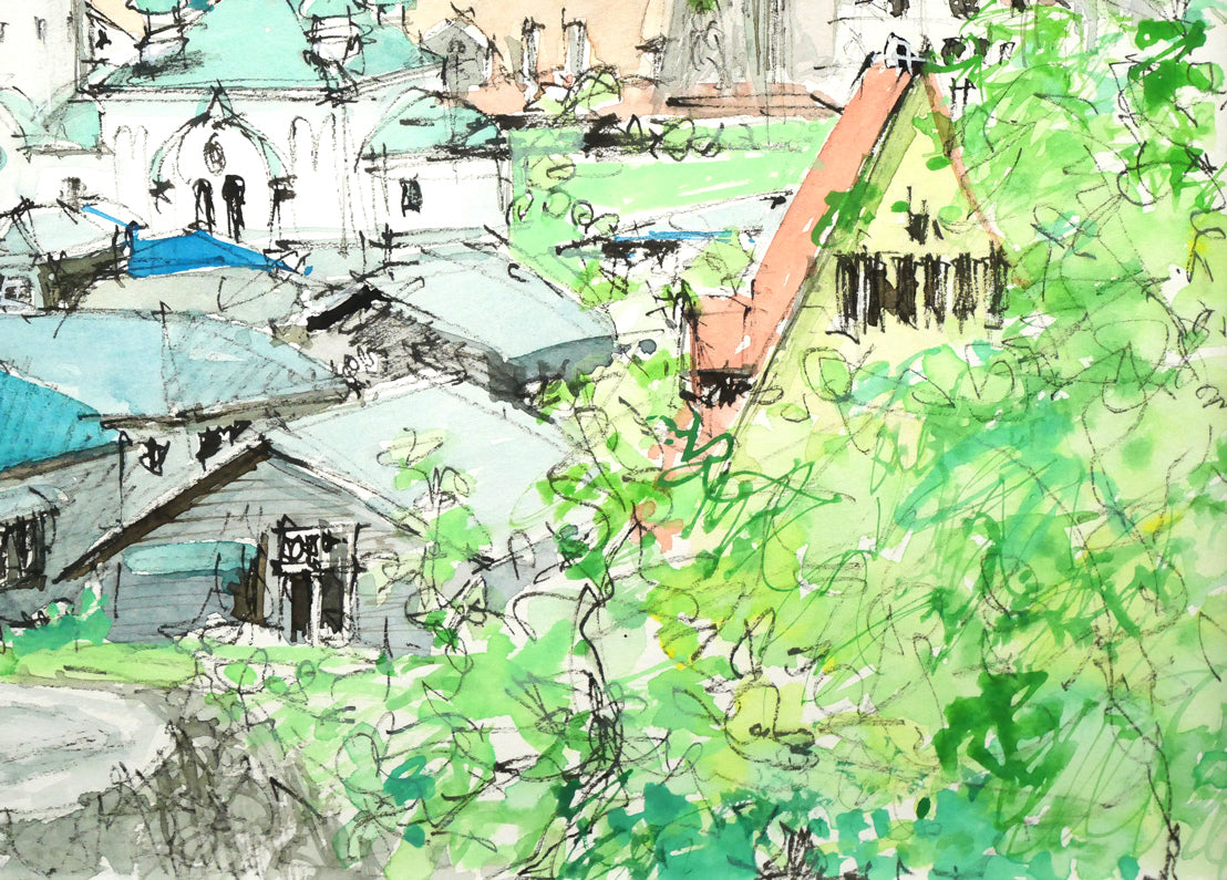 小田切訓「海峡の町(函館)」水彩画・5号 拡大画像4