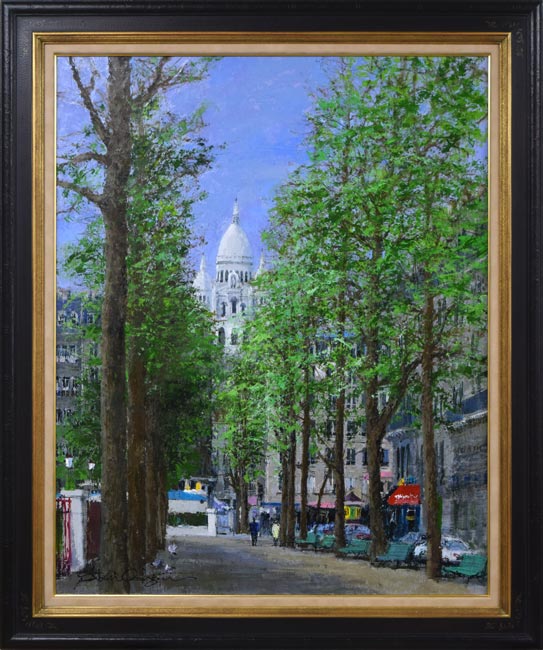 小田切訓「モンマルトルの並木(パリ)」油絵・F40号