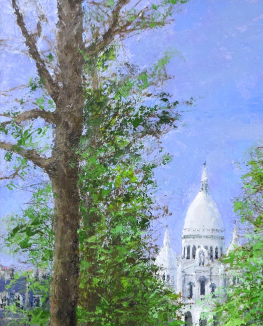 小田切訓「モンマルトルの並木(パリ)」油絵・F40号 拡大画像1