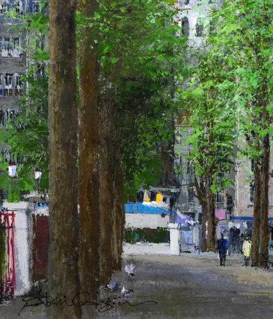 小田切訓「モンマルトルの並木(パリ)」油絵・F40号 拡大画像4