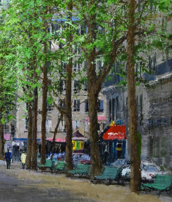 小田切訓「モンマルトルの並木(パリ)」油絵・F40号 拡大画像7