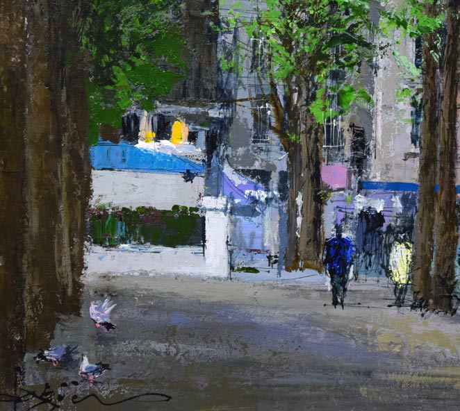 小田切訓「モンマルトルの並木(パリ)」油絵・F40号 拡大画像6