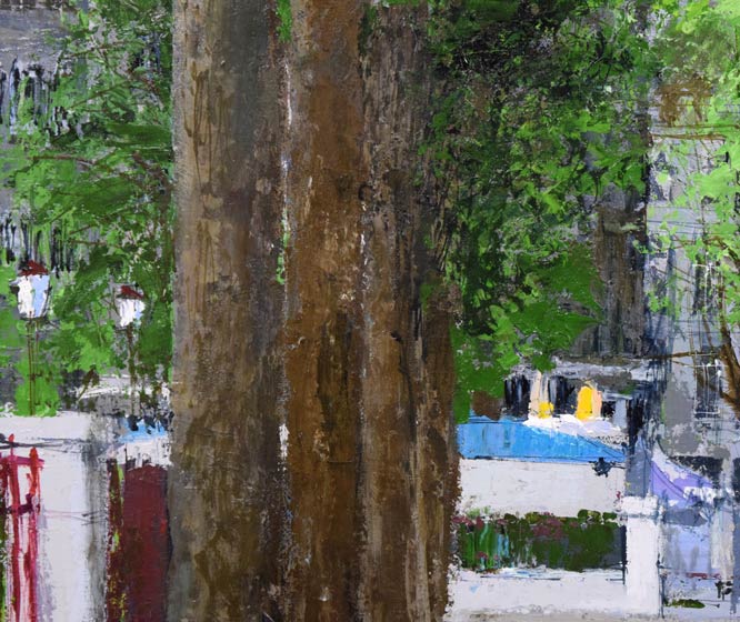 小田切訓「モンマルトルの並木(パリ)」油絵・F40号 拡大画像5