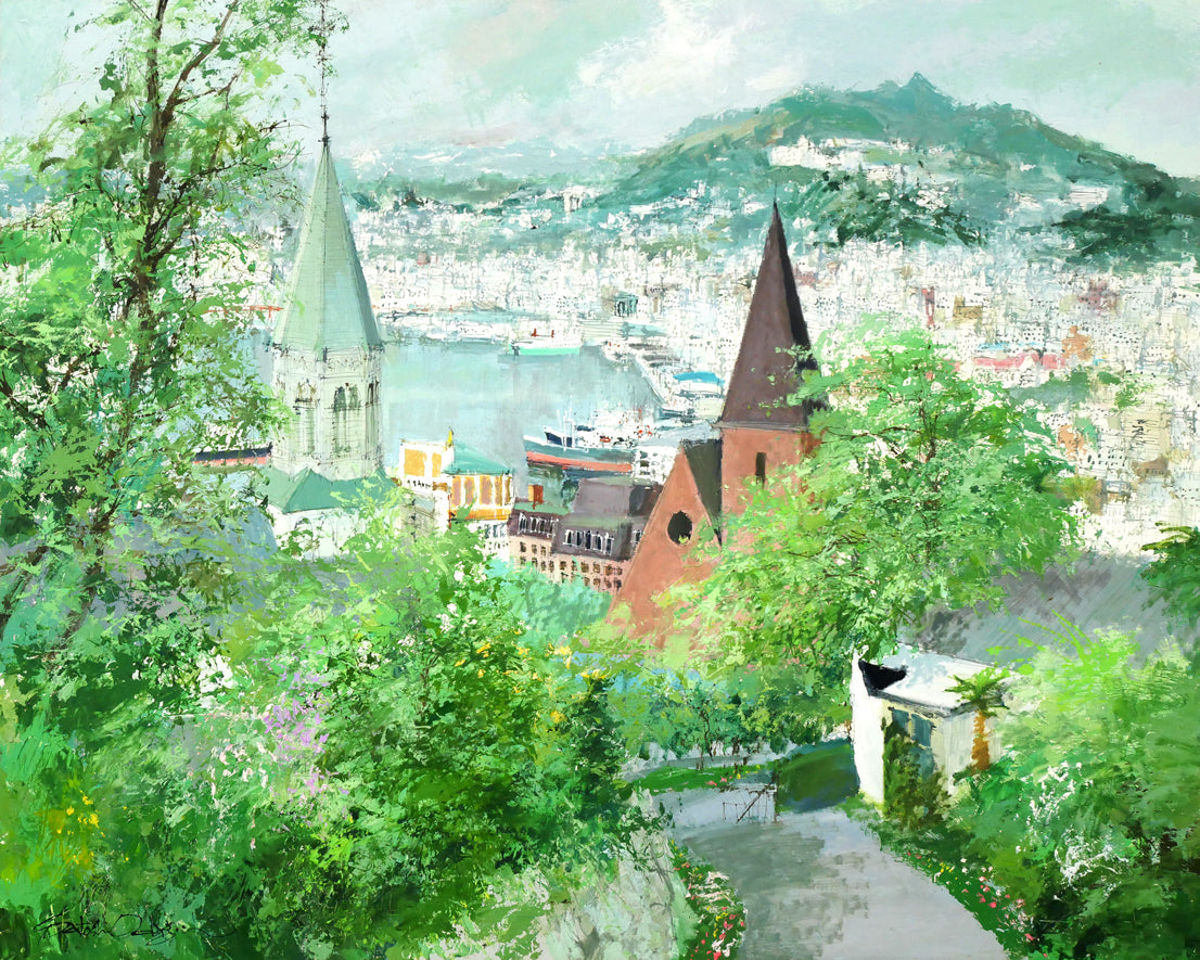 小田切訓「長崎(大浦天主堂)」油絵・F30号 作品全体画像