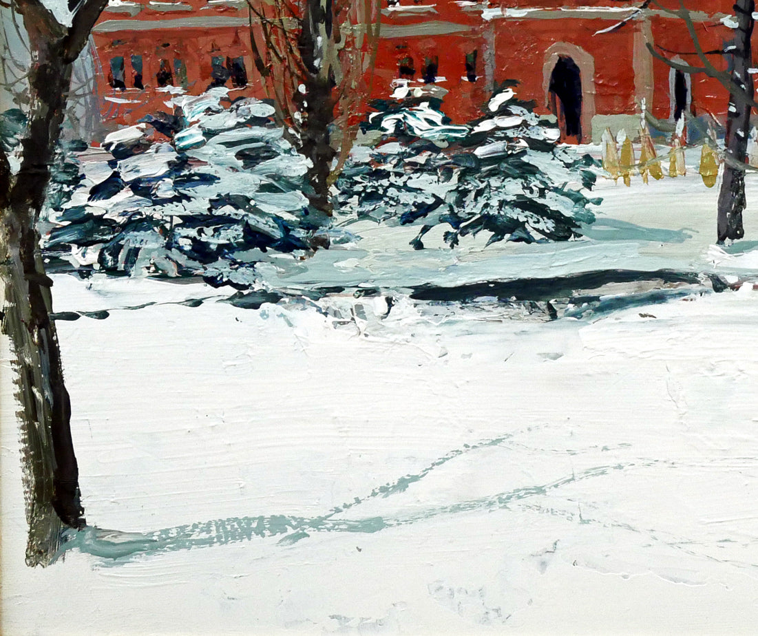 小田切訓「雪の北海道庁」油絵・F8号 拡大画像3