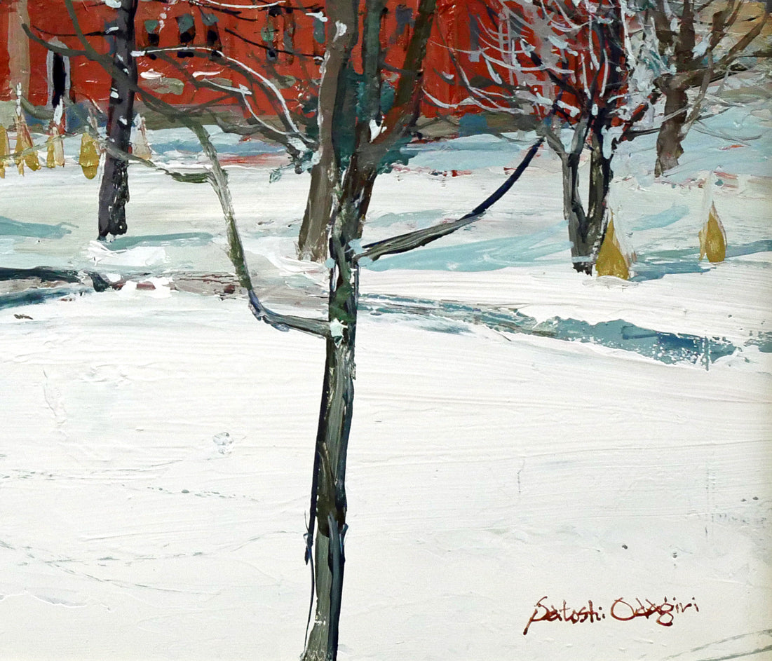 小田切訓「雪の北海道庁」油絵・F8号 拡大画像4