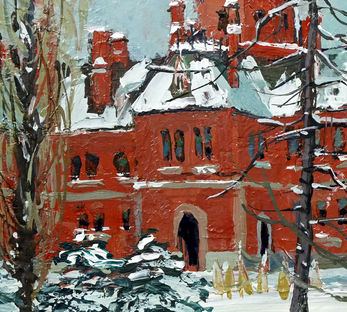 小田切訓「雪の北海道庁」油絵・F8号 拡大画像6