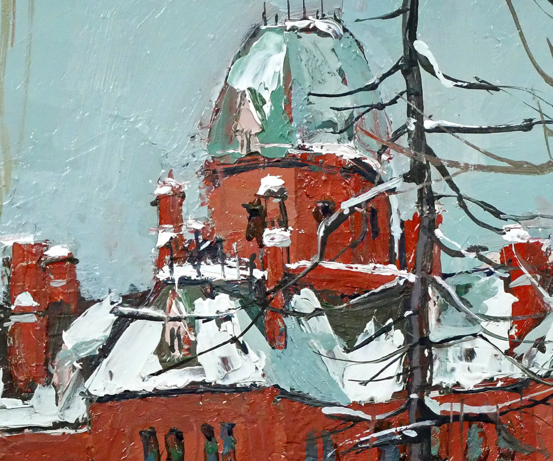 小田切訓「雪の北海道庁」油絵・F8号 拡大画像5