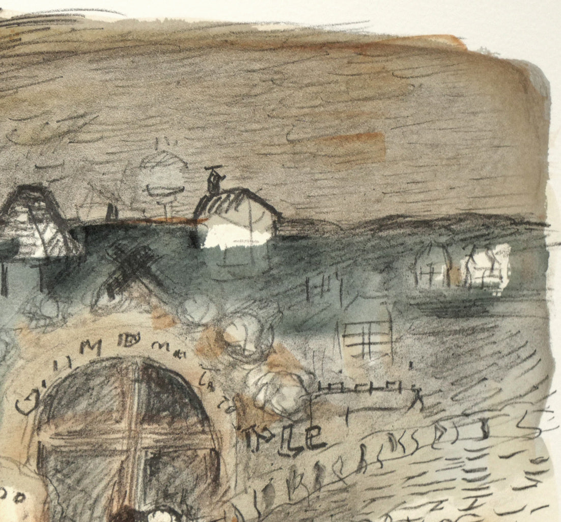 織田広喜「風車のある風景」リトグラフ 拡大画像2